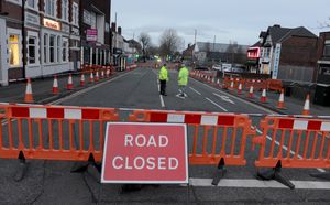 The road was closed due to debris falling