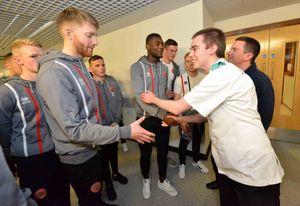  Pharmacy staff and big Walsall fans: Scott Nicklin and Mark Rainer with the lads