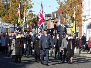 The Remembrance Sunday parade in Newport. Photo: Dave Gittus.