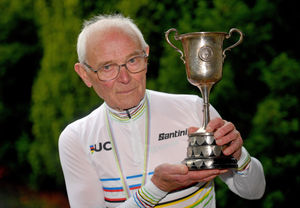 Pictured with the Rudge Whitworth Challenge cup which he won in 1953