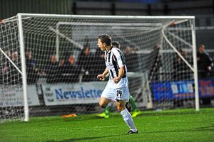 Substitute Ben Haseley wheels away in delight after netting a crucial equaliser for Stafford eight minutes from time