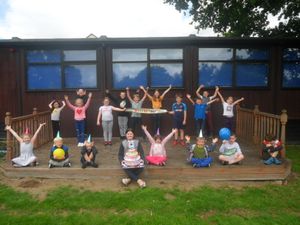 All pupils at Kinlet Primary School contributed towards making the cardboard cake