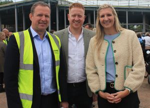 (L-R) Developers Stepnell Managing Director Tom Wakeford, Leader of Lichfield District Council Doug Pullen and Rebecca Adlington OBE.