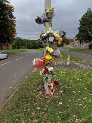 Flowers left at the scene of the tragedy