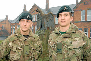 Territorial Army rifleman Les Oliver, left, and Lance Corporal Dan Coley, both from Shrewsbury