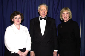 David Barnett pictured in 2000 with then conductor Ann Quirke, and the present conductor Vivian Redfern