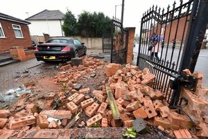 Scattered debris caused by the crash