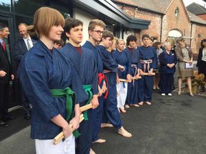 The Taiko drummers ready to perform for Prince Edward