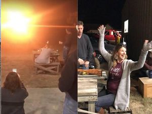 Supporting image for story: Explosion felt 15 miles away as woman blows up wedding dress at divorce party