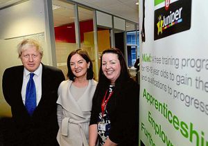 Mr Johnson with Lucy Allan and Jo Lockley-Green of Juniper Training