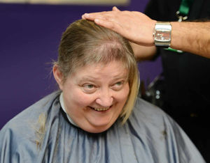 Ruth during the headshave