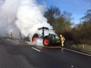 Supporting image for story: Tractor fire closes part of A5 in Shrewsbury - with video