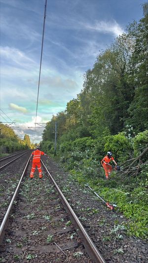 Engineers working on the Cross City line
