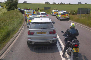 Emergency services at the scene of the crash. Image: Robin Wellings/Twitter