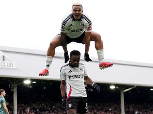 Ryan Sessegnon, below, and Rodrigo Muniz celebrate a goal for Fulham