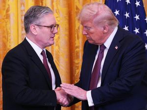 US President Donald Trump and Prime Minister Sir Keir Starmer hold a joint press conference in the East Room at the White House in Washington DC after their meeting in the Oval Office