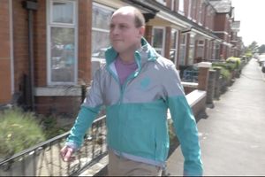 Mr Davies-Phillips on the way to make his 'delivery'