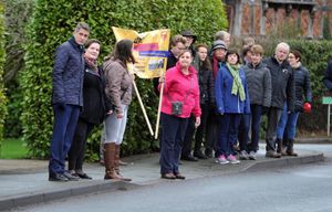 Gavin Williamson joined campaigners to walk from Codsall Community High School to Perton to highlight the alleged dangers of the route