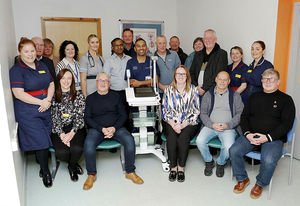 Staff from Wolverhampton's New Cross Hospital with members of the ex  Goodyear workers 5/344 TGWU Benevolent Fund 