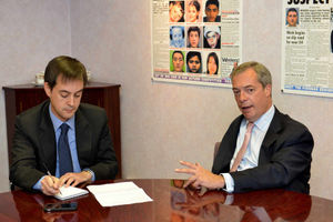 Nigel Farage and the Express & Star's political editor Dan Wainwright