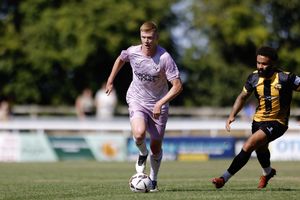 Sam Clucas of Shrewsbury Town in action at Leamington