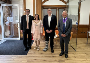 Chief Financial Officer Matthew Rowell, The Worshipful the Mayor, Councillor Jenny Barron and Consort, Alderman Ray Barron and Paul Broadhead, Building Societies Association