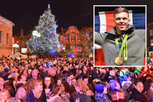 Supporting image for story: Stafford Christmas lights switch-on 2016: Olympic gold medallist Joe Clarke lights up town - pictures