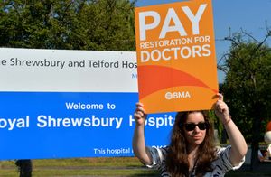 The picket line at the Royal Shrewsbury Hospital