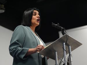 Shabana Mahmood giving a speech at a lectern