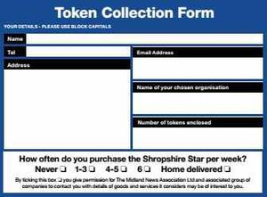 Send your tokens to your chosen organisation, NOT the Shropshire Star, accompanied with this form. Addresses for organisations taking part can be found at shropshirestar.com/cfyc