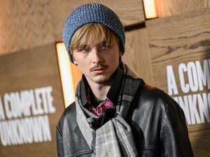 Supporting image for story: Timothee Chalamet debuts blonde transformation in nod to Bob Dylan