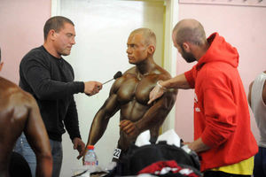 The fake tan is applied