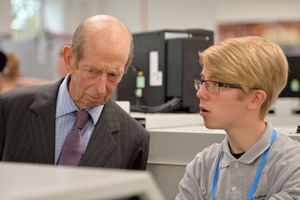 The Duke of Kent officially opening a new engineering academy at South Staffordshire College at Cannock Campus
