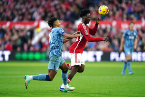 Nottingham Forest's Ola Aina and Aston Villa's Ollie Watkins