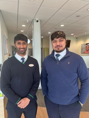 Rohan Thawait and Sulayman Aurangzeb who have completed their training year at Specsavers Telford and Newport.