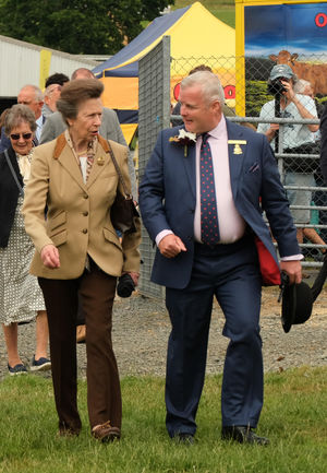 Princess Anne speaks to Chris Davies, Assistant Honorary Director for the Horse section at the show and former Brecon and Radnorshire MP. Image by Andy Compton