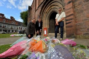 Flowers were left outside the entrance to Shrewsbury Abbey
