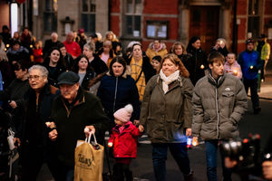Newtown's candlelight walk for the Knife Angel
