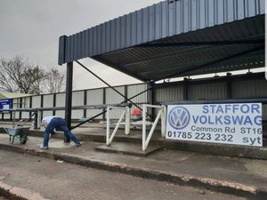 The finishing touches being made to The Shed End. Picture: Stafford Rangers FC