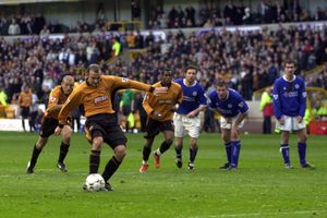 Colin Cameron scores his second from the spot