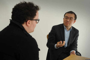 Shi speaking to our man Tim Spiers at Wolves' Compton Park training ground
