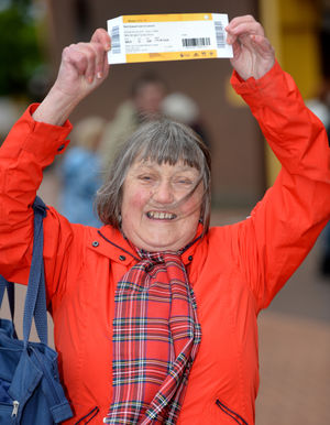 Eileen Jones from Lower Gornal with her ticket