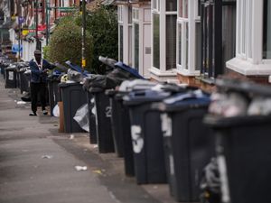 Rows of overflowing bins in the Selly Oak area of Birmingham