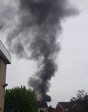 Smoke billowing into the sky from the school fire in Stourport. Photo by Dale Harper