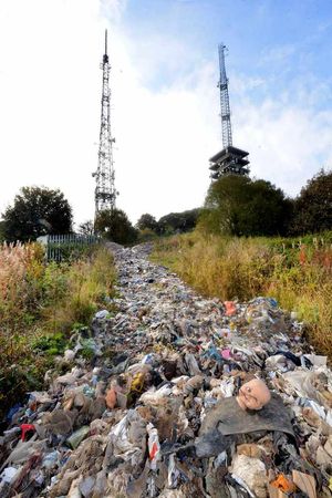 Household waste, carrier bags and even a doll's head are among the rubbish