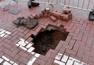 A huge hole has opened up along All Saints Road, Wolverhampton.