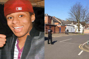 Joshua Morgan, left, and police at the scene of the attack