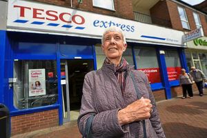 Janet Wilson at outside Tesco Express