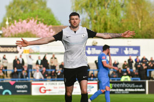 Matty Stenson netted 32 goals in a stunning campaign, including five in the 7-1 victory over Lowestoft Town on Good Friday. The 31-year-old broke Dan Udoh’s record for most goals in a season across all competitions for AFC Telford United, as well as the record for most goals in a single game with his five strikes against Lowestoft in April (Picture: Kieren Griffin Photography)