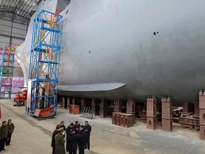 Supporting image for story: North Korea unveils nuclear-powered submarine for the first time